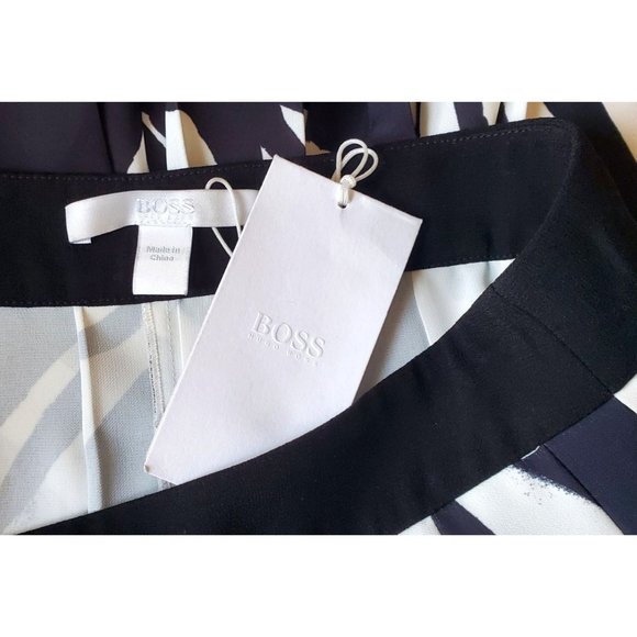 SALE Hugo Boss NWT Zebra Print Midi Skirt With Asymmetric Hem A-line Sz 10 - Picture 3 of 10